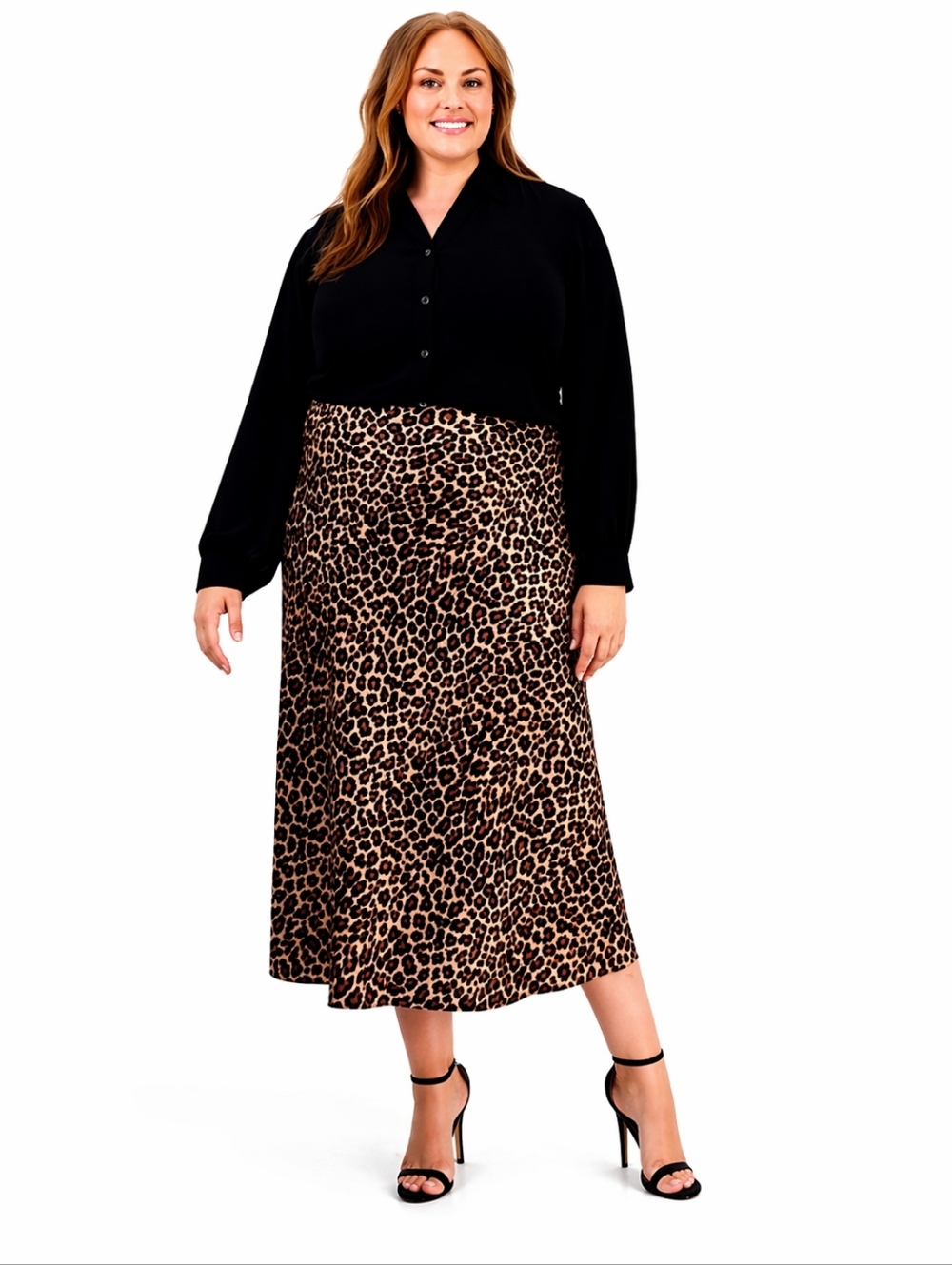 Anne Klein Leopard Print Maxi Skirt XL Pull On Brown Black NWT Women’s